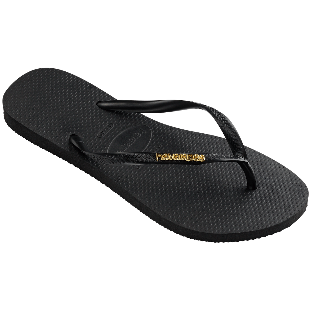 Women's Slim Logo Metallic Flip Flops
