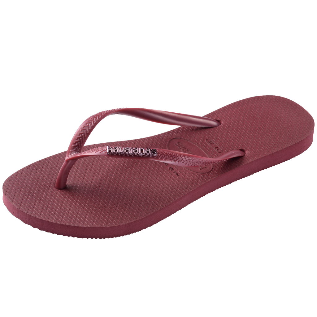 Women's Slim Logo Metallic Flip Flops
