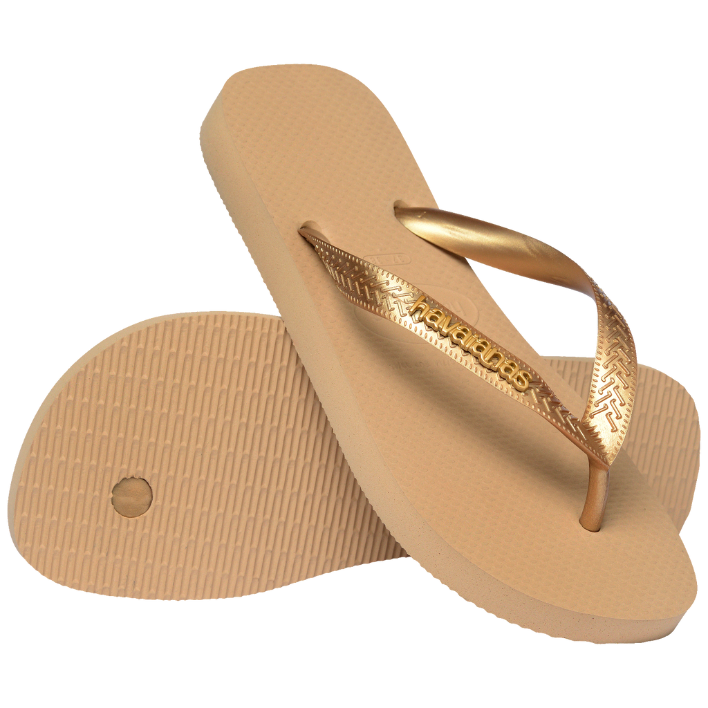 Women's Top Logo Metallic Flip Flops