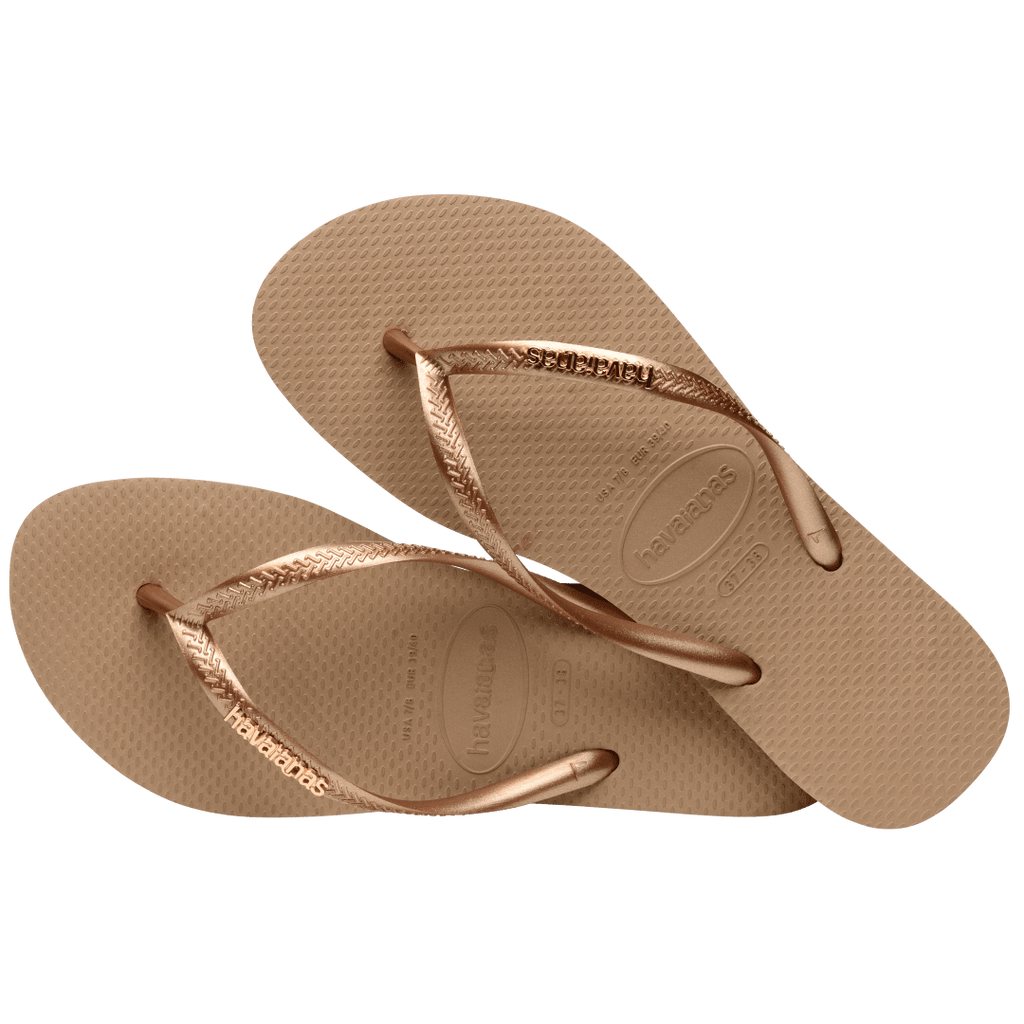 Women's Slim Logo Metallic Flip Flops