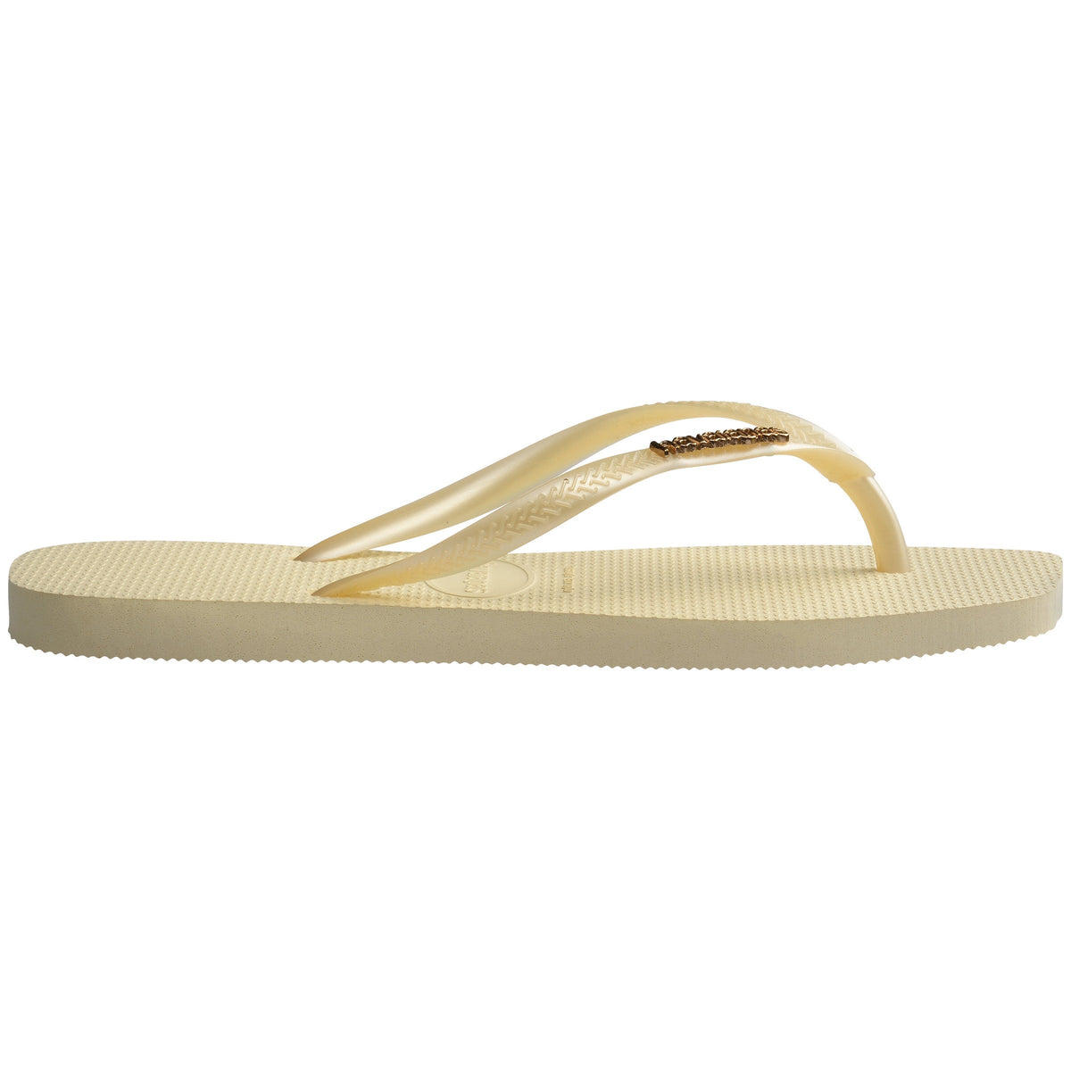 Women's Slim Square Logo Metallic Flip Flops