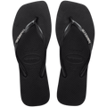 Women's Slim Square Logo Metallic Flip Flops