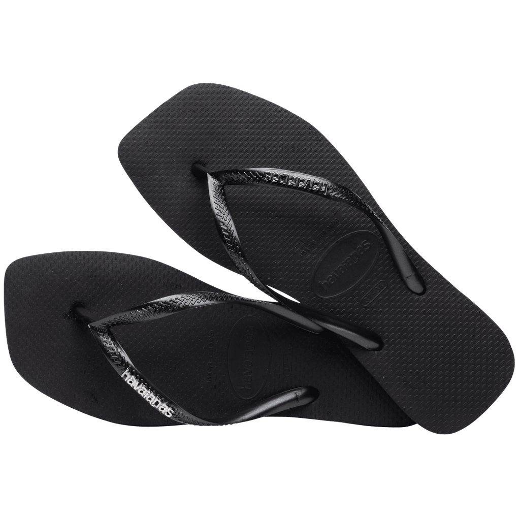 Women's Slim Square Logo Metallic Flip Flops