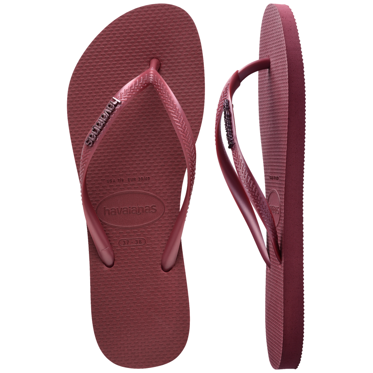 Women's Slim Logo Metallic Flip Flops