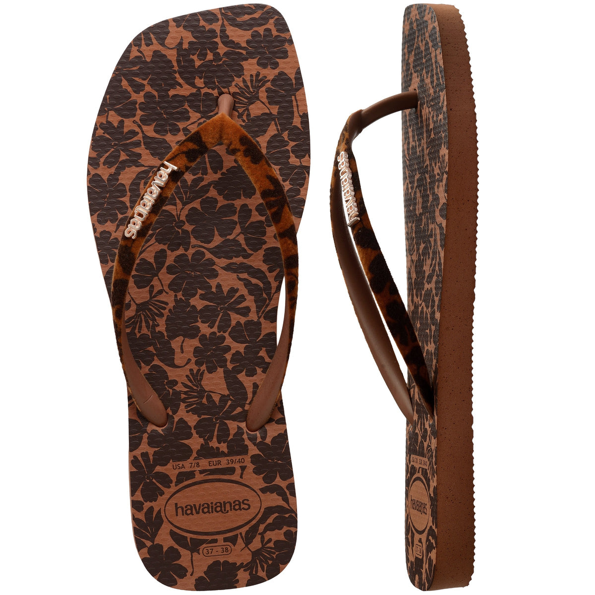Women's Velvet Slim Square Flip Flops