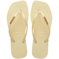 Women's Slim Square Logo Metallic Flip Flops