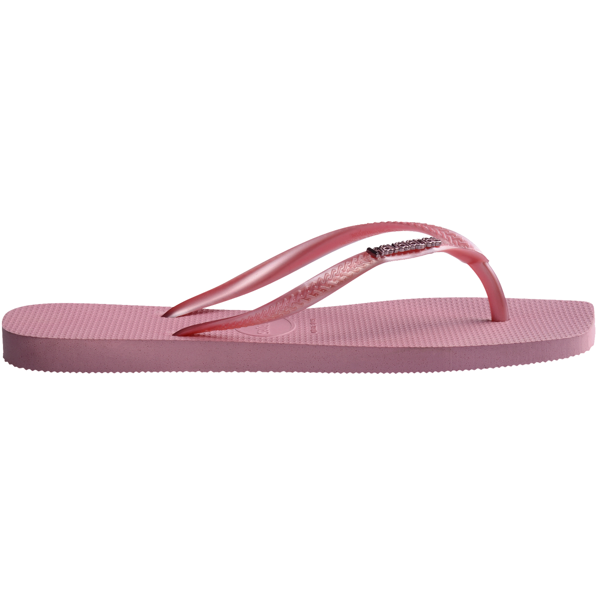 Women's Slim Square Logo Metallic Flip Flops