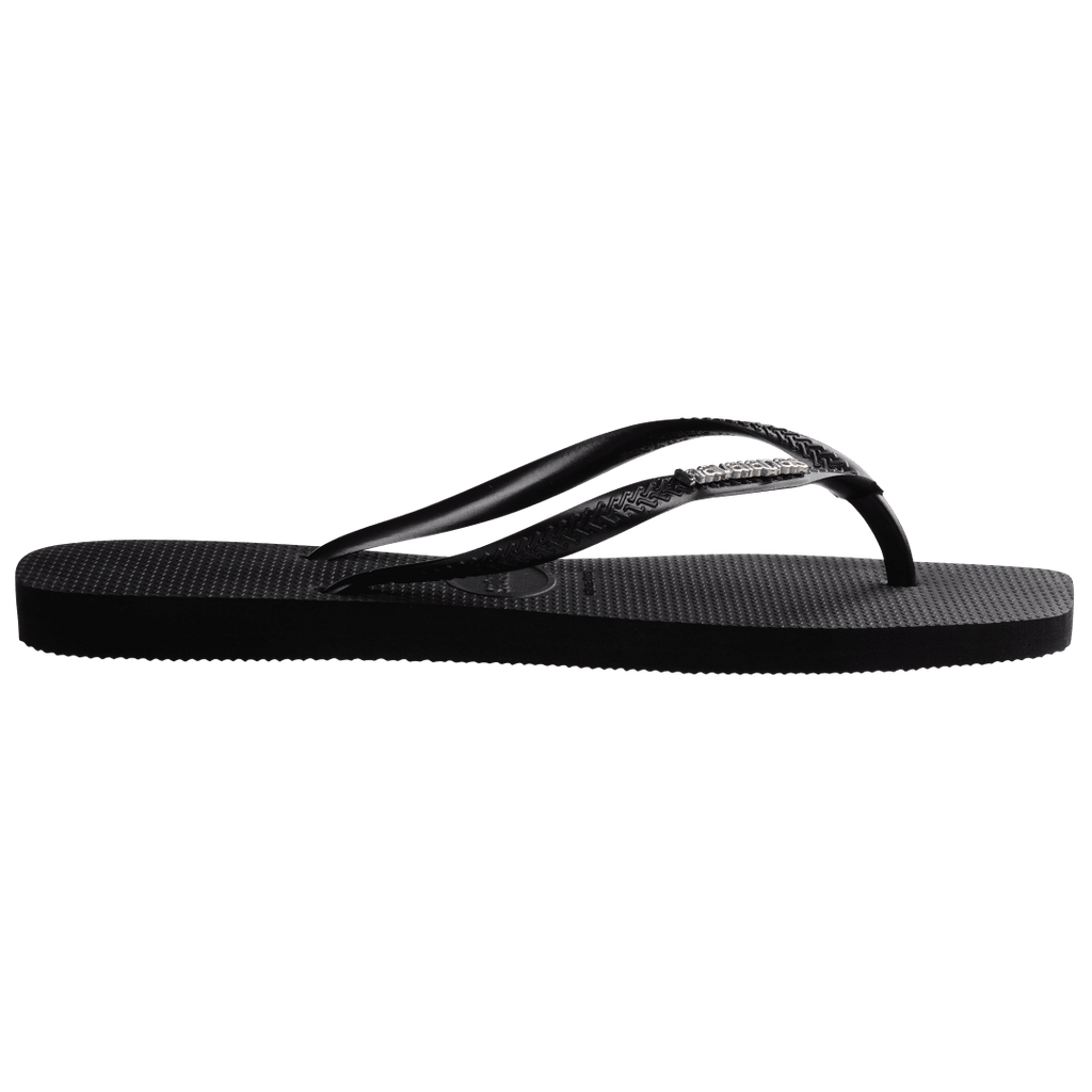 Women's Slim Square Logo Metallic Flip Flops