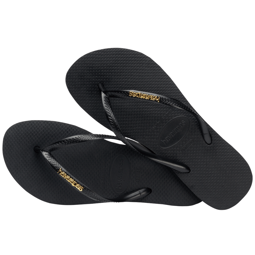 Women's Slim Logo Metallic Flip Flops